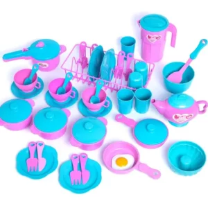 Kit de Brinquedos 42 peças Faz de Conta Rosa com Azul