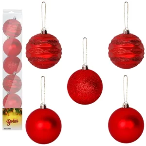 Kit 10 Bola de Natal Grande 7cm Vermelha Enfeite Arvore de Natal