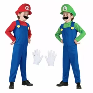 Super Mario Luigi Cosplay Traje para Crianças Fantasias Macacão Anime Fantasia para Criança e Irmãos