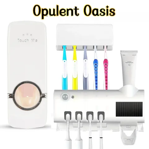 Opulent OasisDispenser Aplicador De Pasta de Dente 2 En 1 Soporte E Suporte De Escova Para Uso No Banheiro
