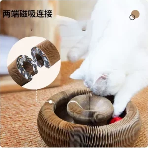 Brinquedo Mágico Para Gato Arranhador Papel Sanfonado Dobrável Com Bola