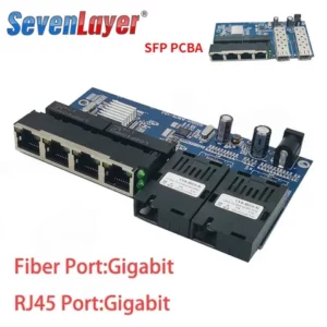 101001000 M switch 4 RJ45 UTP 2 SC Gigabit Fibra Óptica Media Converter 2SC 2F4E Ethernet Placa PCBA
