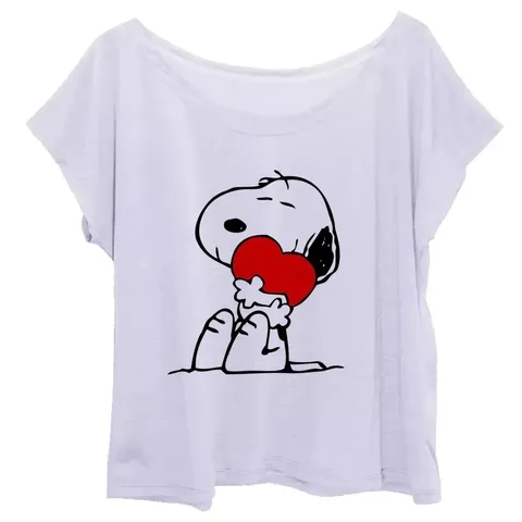 Camiseta Feminina Plus Size Feminina Snoopy Dog até 56