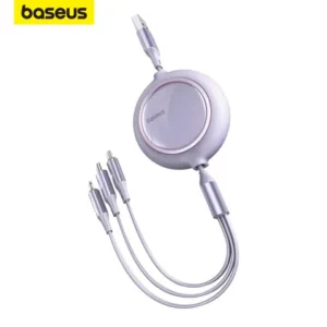 Baseus 3 in 1 35A Retractable Fast Charging Cable With Micro Type CLighting Support Data Transmission