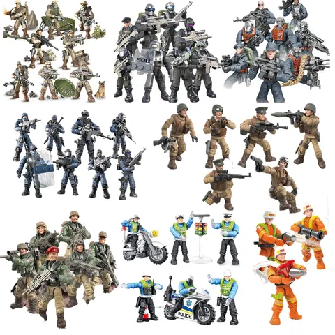 SWAT Soldados Militares Ação Móvel Conjunta Figura Aleatória 1pcs Blocos De Construção De Brinquedos Bricolage Presente Para Meninos