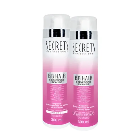Kit Shampoo e Condicionador Secrets Bb Hair 8 Benefícios Incríveis 2x300ml