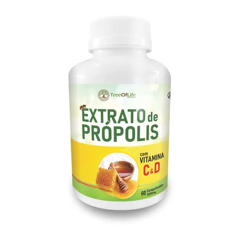 Extrato de Própolis com Vitamina C e D 60 Comprimidos 1000mg