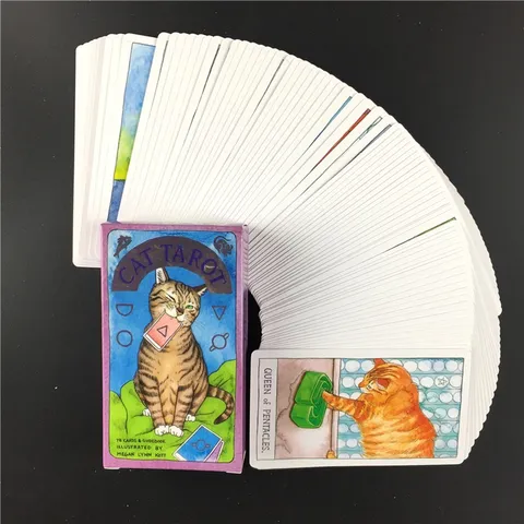 Novo Tarot Cards Orachões Deck Mysterioso Divino Para As Mulheres Meninas Cartões De Gato Jogo De Tabuleiro