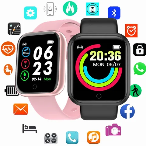 2023 NOVO D20s Y68s Relógio inteligente à prova dágua Bluetooth Smartwatch monitor de pressão arterial de frequência cardíaca