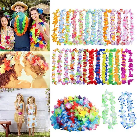 50 Pcs 100 Pcs Colar Havaiano Tropical Havaí Flor De Pano Decoração Do Partido Da Grinalda