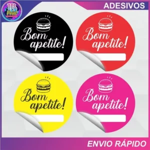 100 Adesivos etiquetas Bom Apetite ideal para embalagens Lanchonete e lanches
