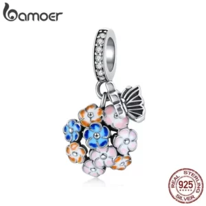 bamoer Authentic 925 Sterling Silver Jewelry make Colorful Garden Charm for Original Silver Beads Bracelet Bangle DIY SCC1702