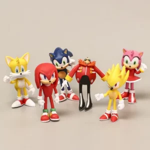 6 Peçasset Super Sonic The Hedgehog Action Figure Dos Desenhos Animados Tails Knuckles Eggman Boneca De Brinquedo Decoração Do Bolo