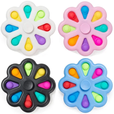Pop It Spiner Brinquedo De Descompressão Floral Colorida Fidget Toys AntiStress Stress Relief Bubble Toy