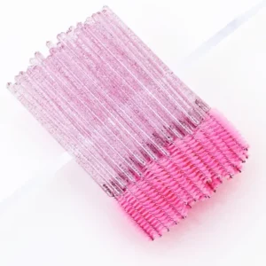 Escovinhas Descartáveis Glitter Extensão De Cílios 50 unidades cor rosa