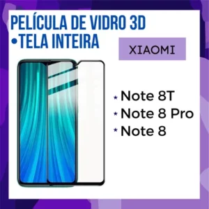 Película de vidro 3D Xiaomi Note 8T Note 8 Pro Note 8 Película protetor de tela inteira