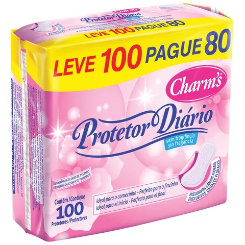 Protetor Diário Feminino com gel absorvente c100 unid Charms