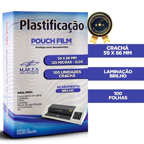 Plástico para plastificação Pouch Film 005 Crachá 59x86 100 folhas