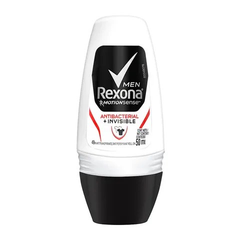 Desodorante Antitranspirante Rexona Men Antibacterial Invisible Rollon com 50ml