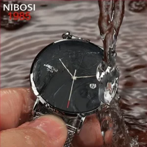 NIBOSI Relógio Ultrafino com Pulseira de Aço Inoxidável 30M à Prova dÁgua MasculinoSlim 100 Original Estiloso