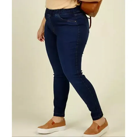 Calça Jeans Básica Plus Size Cintura Alta C Cós Elástico Cambos 48 A 58