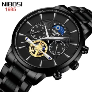 Relógios Masculinos Marca Superior Relógio De Luxo NIBOSI Gold Quartz Cronógrafo À Prova Dágua Pulso Masculino 2309A