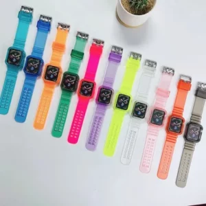 Capa Capinha Pulseira transparente Silicone Neon Apple Watch