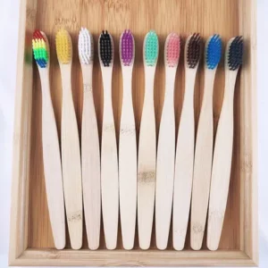 10PCS Conjunto De Escova De Dentes De Bambu Natural Colorida Carvão Macio Clareador Dental Cuidado Oral