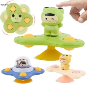Brinquedos De Banho Montessori Para Bebês Crianças Ventosa Giratória Sucção Engraçados Rattles Teether