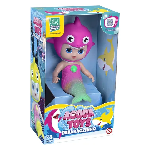 Boneca Baby Shark Bebe Tubarãozinho Hora Do Banho Super Toys