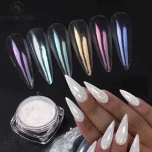 1Box Moonlight Pearl Nail Powder Shimmer Mirror White Cromado Pigmento De Unhas Rub Mermaid Glitter Pó Para Manicure