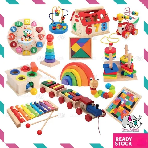 Brinquedos Educativos De Madeira Para Crianças Aprendizagem Precoce Blocos De Construção Montessori mainan edukasi