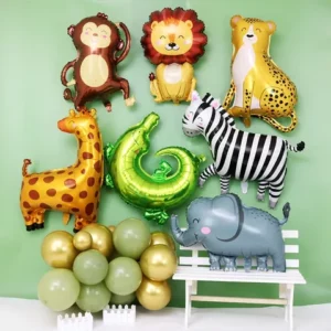 Novo Balão De Folha De Leão Girafa Macaco Para A Festa De Aniversário Da Jungle Safari Kids Baby Shower Decorations