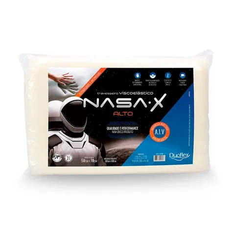 Travesseiro NasaX Alto Viscoelástico 40cm x 60cm Duoflex