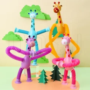 Ventosa De Cartoon Tubo Telescópico Girafa AntiStress Squeeze Toy Descompressão Interativa Alívio De Estresse De Brinquedos Para Crianças Presentes