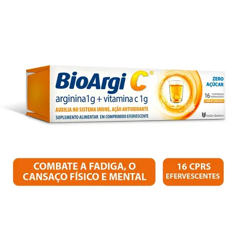 Bioargi C Arginina Vitamina C 16 Cápsulas União Química