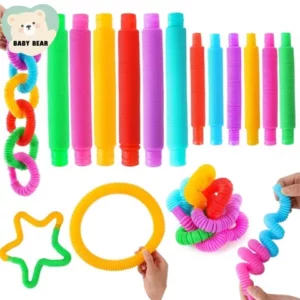 6 cores Tubo Pop Tube Fidget Toy Pipes AntiStress Brinquedos De Ansiedade Reabilitação Relaxamento Antiestressante l Aprendizagem Precoce Brinquedos infantis