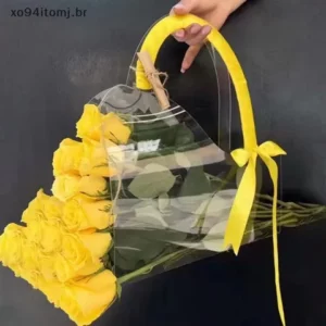 XOTOMJ Caixa De Flores Transparente Com Alça Sacos Portáteis Para Embalagem Casamento Rose Wrapping Party Gift Box BR