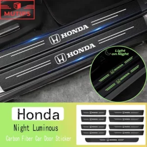 Honda 9Pcs Autocolantes Luminosos Da Moda Porta Do Carro De Fibra De Carbono Protetor De Soleira AntiRiscos Para g9 City Hrv Jazz Fit Civic g10