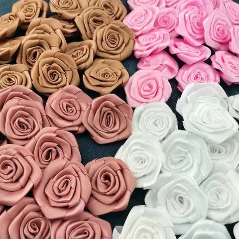 30 PeçasSaco Fita Artificial De 40mm De Largura Rosa Artesanal De Cetim Rose Casamento Produção Da Cabeça De Tecido