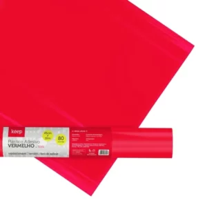 Plástico Adesivo Vermelho 008mm PVC 45cm x 10m Keep EI161