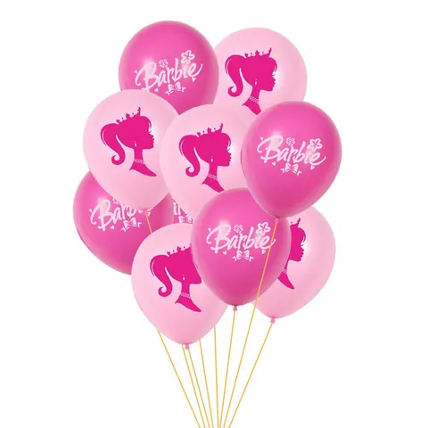 Balão de látex 12 polegadasrosa Barbie tema padrão infantil para a decoração do partido de aniversário