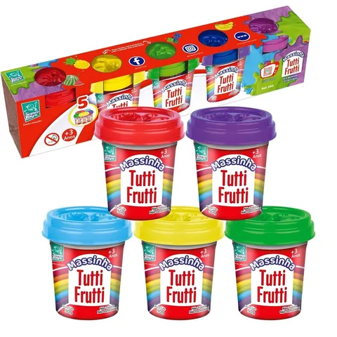 Massinhas Tutti Frutti Kit Massas Divertidas 5 Cores 50g Para Modelar Super Toys