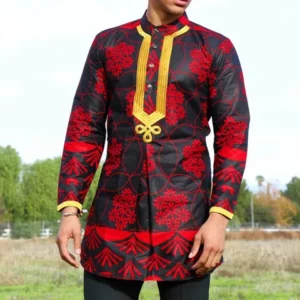 2021 Estação independente internacional europeia e americana Amazon wish masculino longo cardigã estampado camisa da moda estilo nacional africano