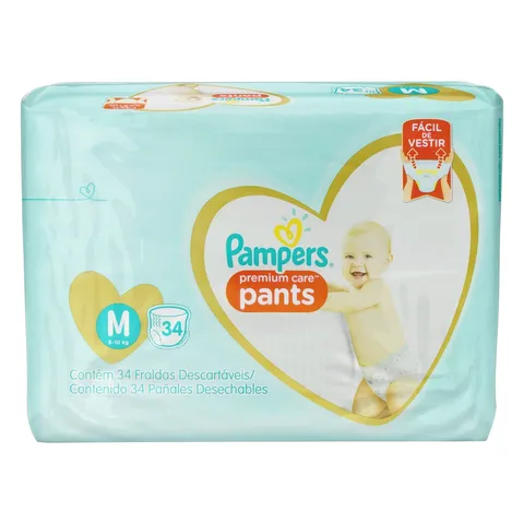 Fralda Descartável Infantil Pants Pampers Premium Care M Pacote 34 Unidades