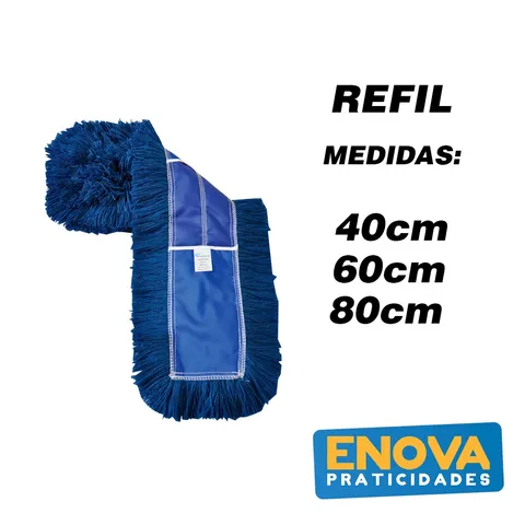 Refil Mop Bralimpia Euro Azul Profissional tamanho a escolher 40 cm 60cm ou 80cm