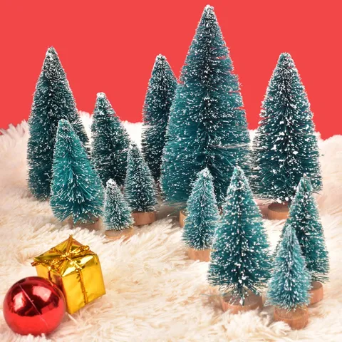 12PC Árvore De Natal Uma Pequena Pinheiro Colocada Na Mesa Mini Decoração Para O Em Casa