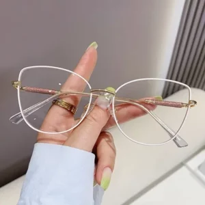 Novos Óculos De Olho De Gato Metal Armação Para Computador Moda Femininos AntiLuz Azul Ópticos