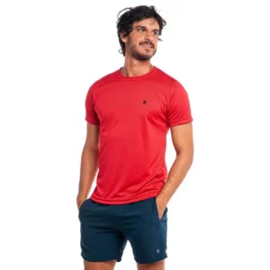 Camiseta Masculina Detalhe Logo Fitness Polo Wear Vermelho Médio