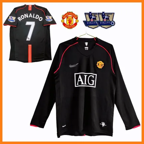 0708 Manchester United Retro manga comprida camisa curta equipe 20072008 No 7 Ronaldo CBKS